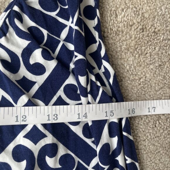 Boden Maxi Dress Womens 2 Jersey Knit Navy Geometric V-neck Preppy Beach Resort - Picture 7 of 10